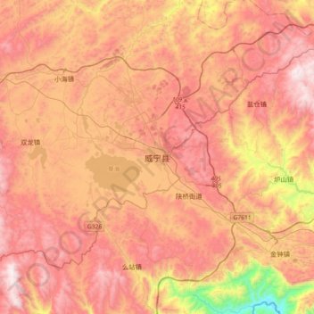 Topografische Karte 威宁县, Höhe, Relief