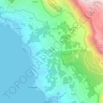 Topografische Karte Šimići, Höhe, Relief