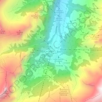 Topografische Karte Stöckalp, Höhe, Relief