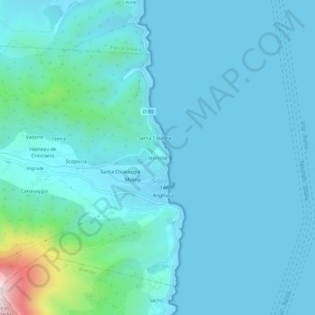 Topografische Karte Mortola, Höhe, Relief