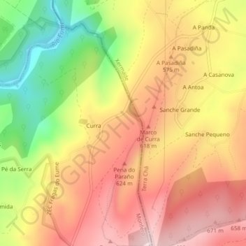 Topografische Karte Marco de Curra, Höhe, Relief