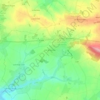 Topografische Karte Cité des Avoines, Höhe, Relief