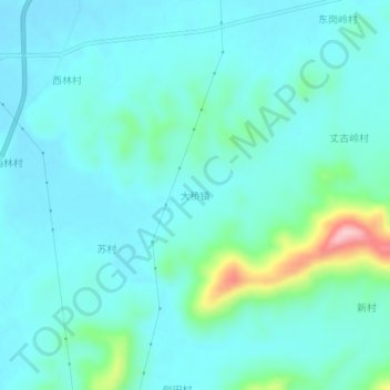 Topografische Karte 大桥镇, Höhe, Relief