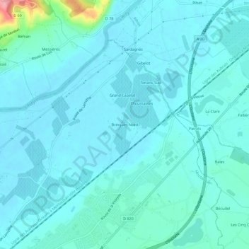 Topografische Karte Bringues-Nord, Höhe, Relief