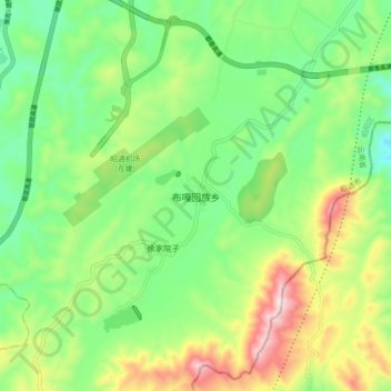 Topografische Karte 布嘎回族乡, Höhe, Relief