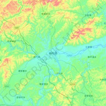 Topografische Karte 麻阳县, Höhe, Relief
