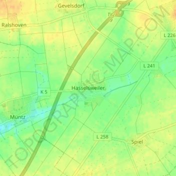 Topografische Karte Hasselsweiler, Höhe, Relief