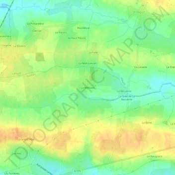 Topografische Karte La Menuais, Höhe, Relief