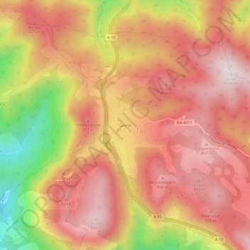 Topografische Karte Gorriti, Höhe, Relief