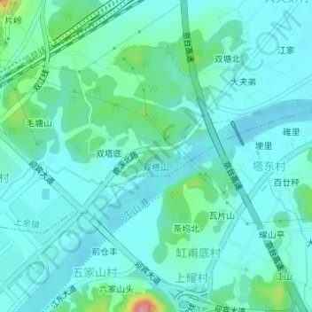 Topografische Karte 双塔山, Höhe, Relief