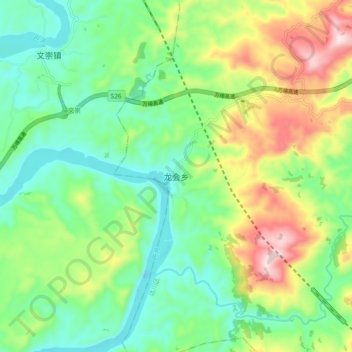 Topografische Karte 龙会乡, Höhe, Relief