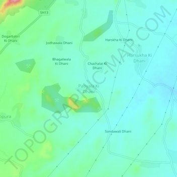 Topografische Karte Patiyala Ki Dhani, Höhe, Relief