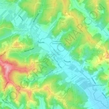 Topografische Karte Prebensdorf, Höhe, Relief