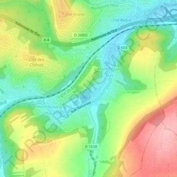 Topografische Karte Herrenberg, Höhe, Relief