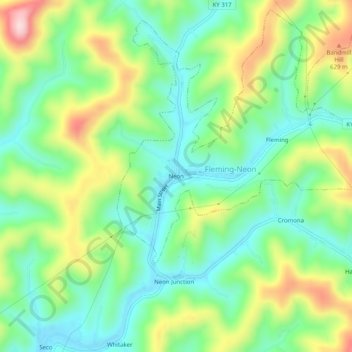 Topografische Karte Neon, Höhe, Relief
