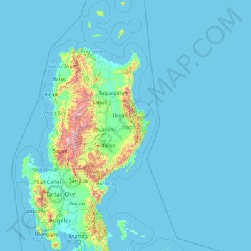 Topografische Karte Isabela, Höhe, Relief