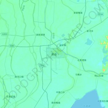 Topografische Karte 南县, Höhe, Relief
