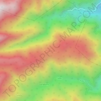 Topografische Karte Jaming Happa, Höhe, Relief