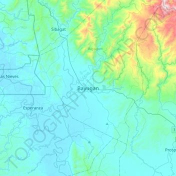 Topografische Karte Bayugan, Höhe, Relief