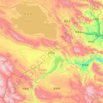 Topografische Karte 海南州, Höhe, Relief