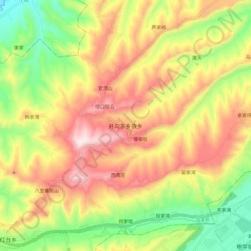 Topografische Karte 井沟东乡族乡, Höhe, Relief