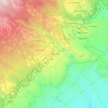 Topografische Karte La Cisnera, Höhe, Relief