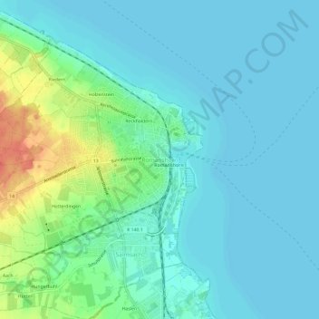 Topografische Karte Romanshorn, Höhe, Relief