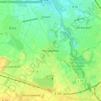 Topografische Karte Mariaweiler, Höhe, Relief