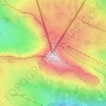 Topografische Karte Hoher Ifen, Höhe, Relief