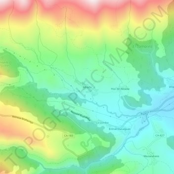 Topografische Karte Abiada, Höhe, Relief