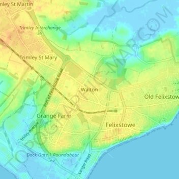 Topografische Karte Walton, Höhe, Relief