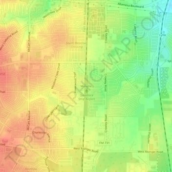 Topografische Karte Moselle, Höhe, Relief