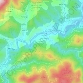 Topografische Karte Julio-le-Haut, Höhe, Relief
