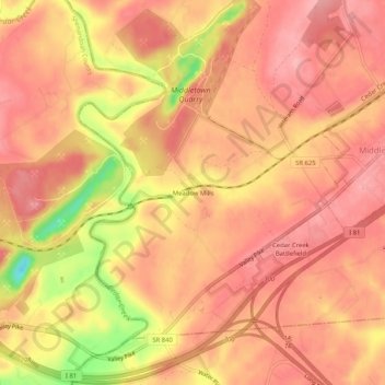 Topografische Karte Meadow Mills, Höhe, Relief