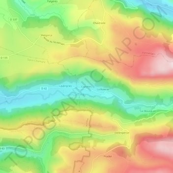 Topografische Karte Conches, Höhe, Relief