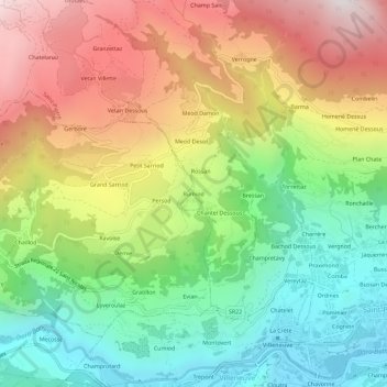 Topografische Karte Rumiod, Höhe, Relief