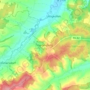Topografische Karte Haidenburg, Höhe, Relief