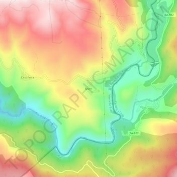 Topografische Karte Sever, Höhe, Relief