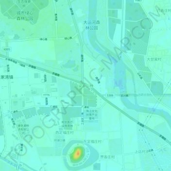 Topografische Karte 梁各庄村, Höhe, Relief