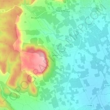Topografische Karte Sinsans, Höhe, Relief