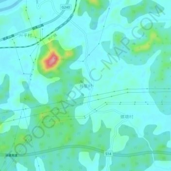 Topografische Karte 共星村, Höhe, Relief
