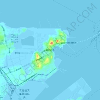Topografische Karte 黄岛街道, Höhe, Relief