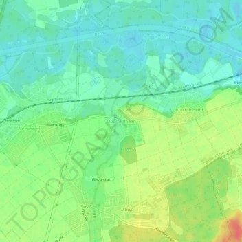 Topografische Karte Oberfahlheim, Höhe, Relief