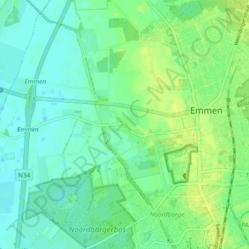 Topografische Karte Westenesch, Höhe, Relief