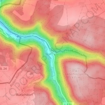 Topografische Karte Breitenau, Höhe, Relief