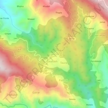 Topografische Karte Tarikhet, Höhe, Relief