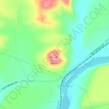 Topografische Karte Sugar Bowl, Höhe, Relief