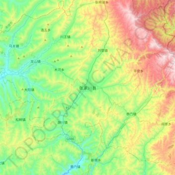 Topografische Karte 张家川县, Höhe, Relief