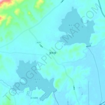 Topografische Karte 新农镇, Höhe, Relief