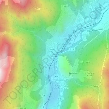 Topografische Karte Prelles, Höhe, Relief